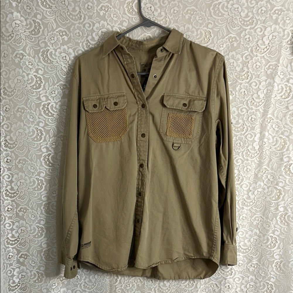 Lauren Ralph Lauren safari Field shirt Khaki green utility pockets woman’s M